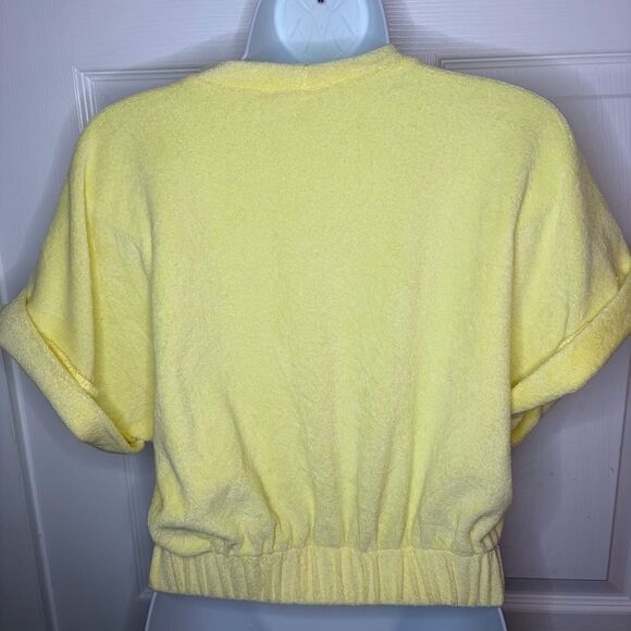 Elan Lenon Custard Yellow Cropped Terry Top Beach Top M - Picture 9 of 12